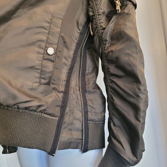 STEVE MADDEN parachute Bomber Satin jacket side zip teddy bear fleece lining, - Picture 10 of 13